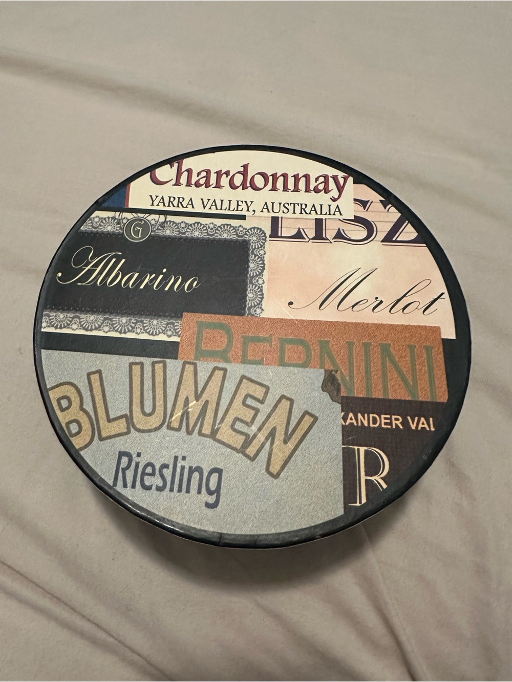 Round Wine Label Collage Wall Art - Multi-Color